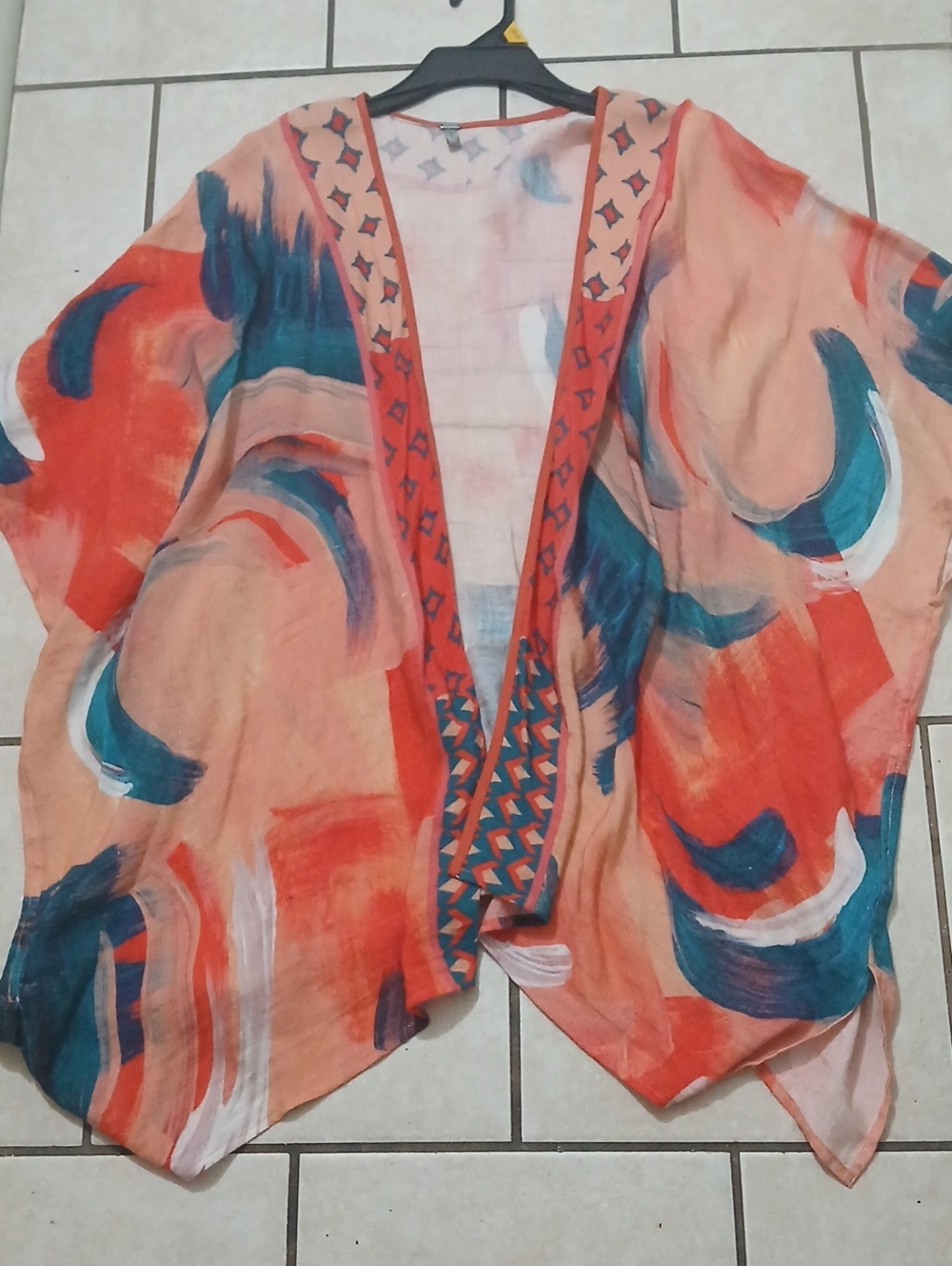 Blank Womens Water Color Contemporary Open Front Kimono Top
